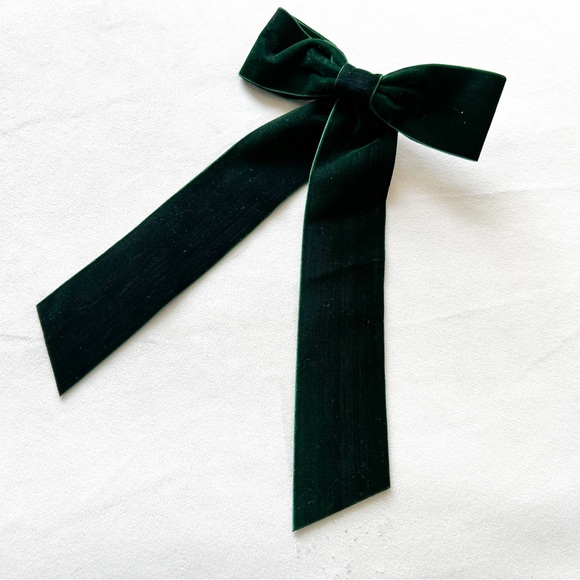 Jcrew Luxurious Forest Green Velvet Hair Bow - Picture 2 of 4